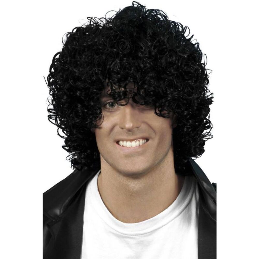 Smiffys Mens Wet Look Afro Wig / Black